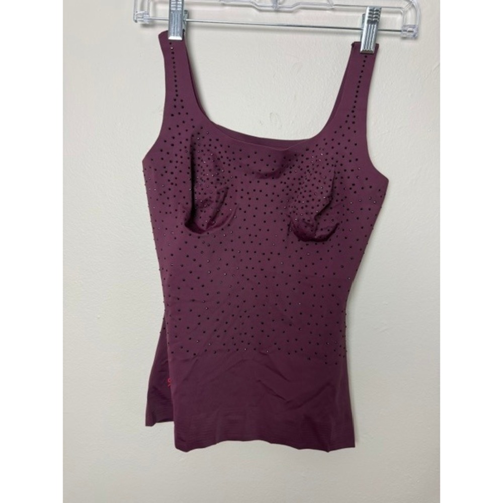 Ruby Ribbon Embellishe Sleek Shape Tank Cherry Lacquer Purple Rhinestone Size 36